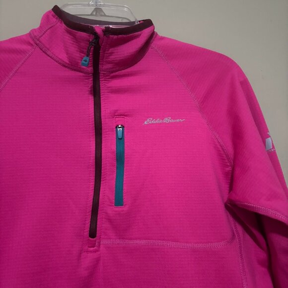 Eddie Bauer Womens Hot Pink Half Zip Pullover Sweatshirt Large - Picture 4 of 5